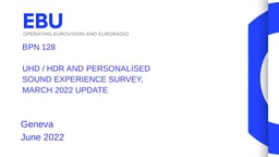 EBU BPN 128 UHD/HDR Survey 2022 Update
