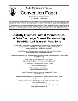 AES Paper: SOFA format, a data exchange format representing HRTF files
