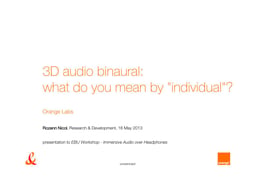 3D audio binaural: techniques for personalized binaural sound