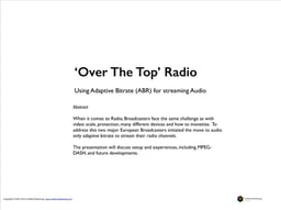 'Over the top' radio using ABR for streaming audio