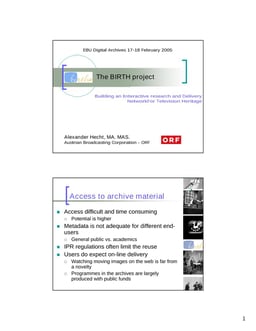 The BIRTH project: Building an Interactive research and Delivery Network for Television Heritage