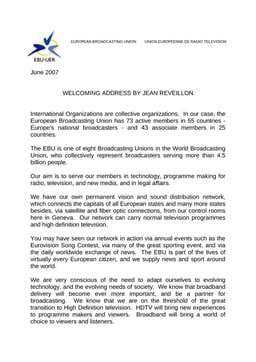 Welcome address