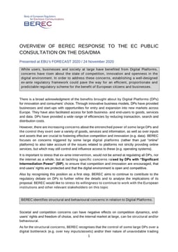 BEREC position of the regulation of digital platforms
