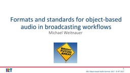 Formats and standards, publications and works in progress