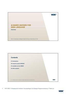 AI-based Avatars for Sign Language – an overview from WDR/ARD