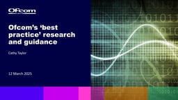 Speech intelligibility – the regulator’s view