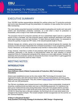 Resuming TV Production - Roundtable Report