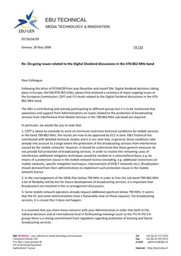 On‐going issues related to the Digital Dividend discussions