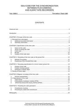 EBU Code for Cameras and Audio Recorders Synchronization