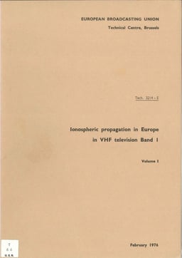 EBU Tech 3214 Band I Ionospheric Propagation (LEGACY TEXT)