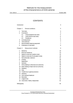 Methods for the measurement of the characteristics of CCD cameras