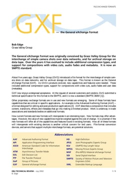GXF — the General eXchange Format