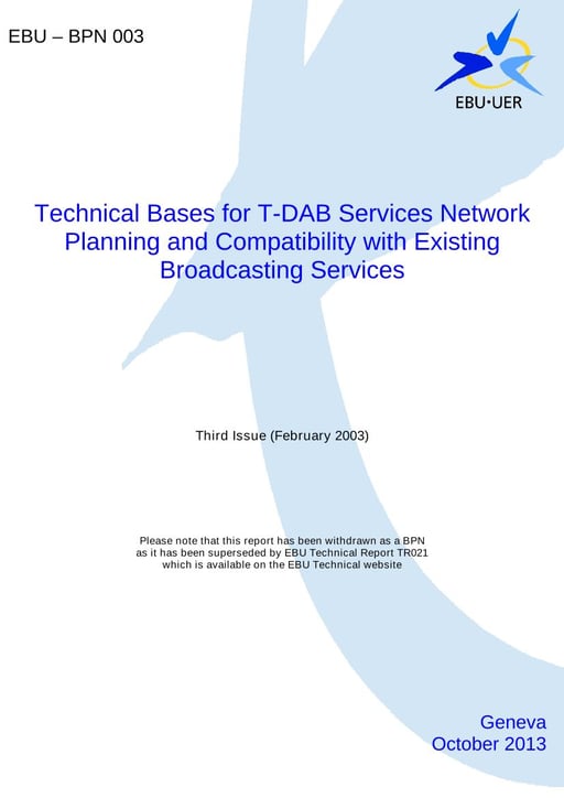 Technical Bases for T-DAB Services Network Planning and Compatibility