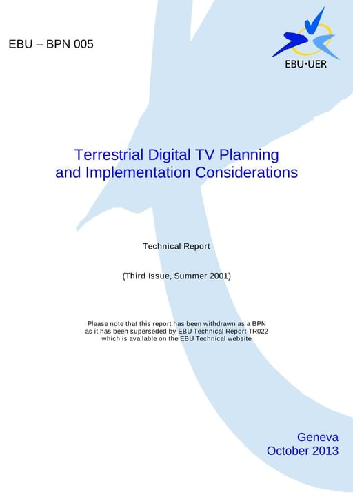 Terrestrial Digital Television Planning Considerations