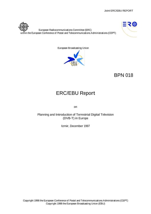 ERC/EBU Report on Planning and Introduction of DVB-T in Europe