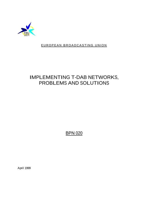 Implementing T-DAB networks, problems and solutions