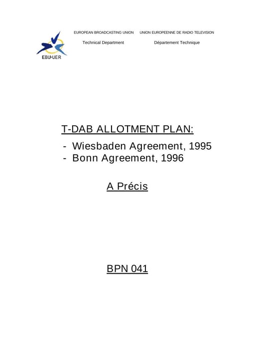 T-DAB Allotment Plan: Wiesbaden & Bonn Agreements