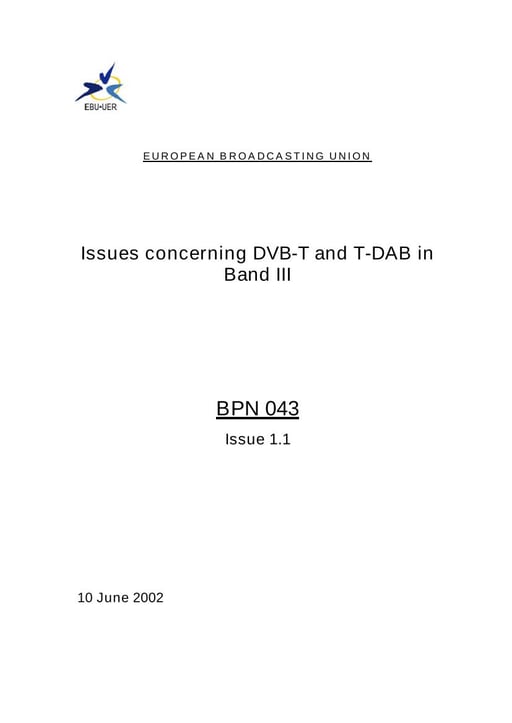 Issues concerning DVB-T and T-DAB in Band III