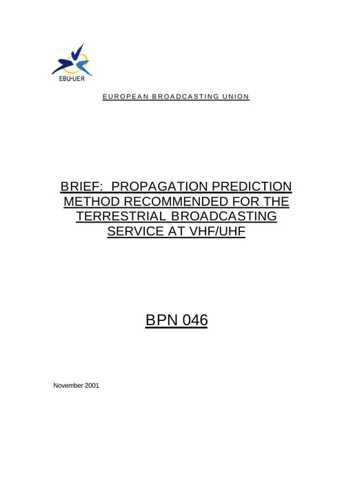 Propagation Prediction Method for Terrestrial Broadcasting at VHF/UHF