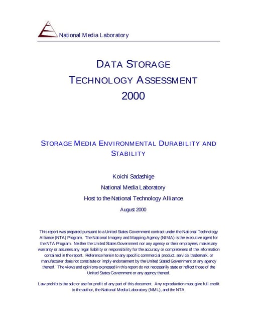 Storage Media Environmental Durability and Stability