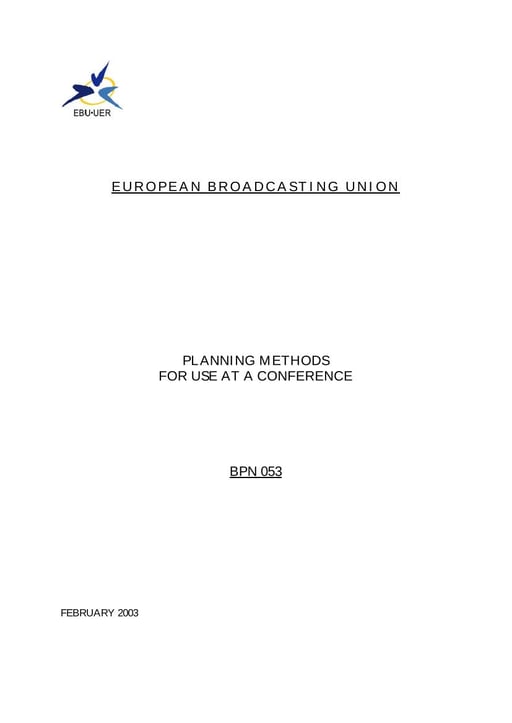 Planning methods for use at a Conference