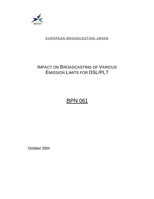 Impact on Broadcasting of Various Emission Limits for DSL/PLT