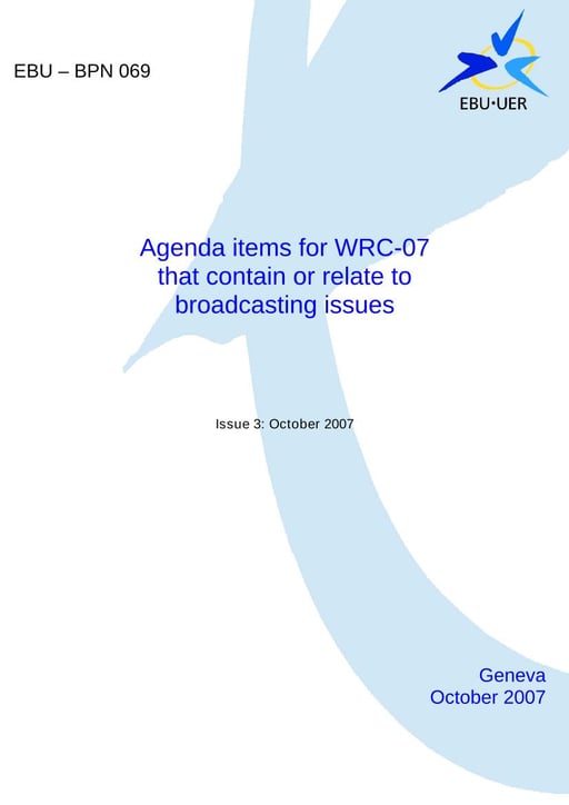 Agenda items for WRC-07 - issue 3