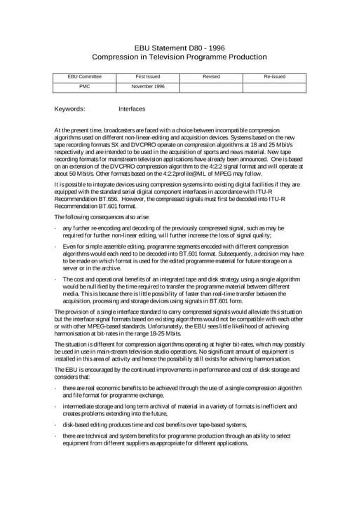 Compression in Television Programme Production