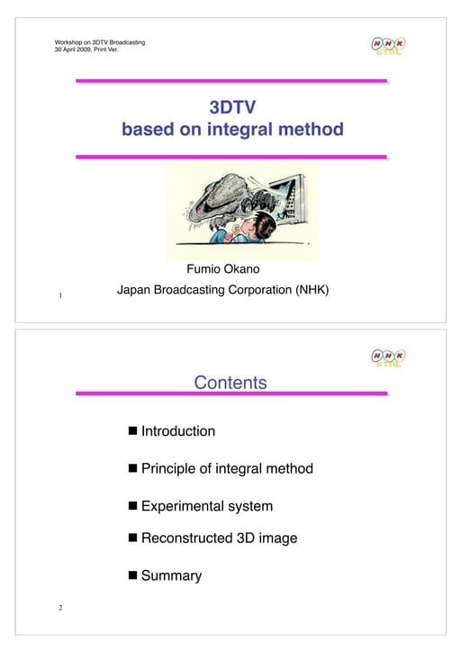 3D TV based on integral method