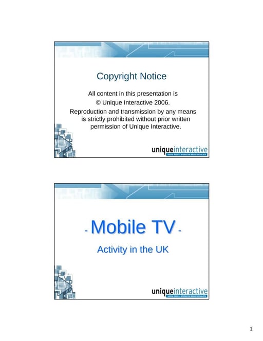 Mobile TV - Activity in the UK