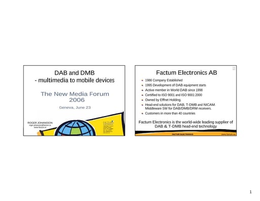 DAB and DMB - Multimedia to mobile devices