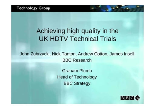 BBC experiences on HDTV rollout