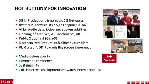 The most promising areas for Innovation today (SRG-SSR)