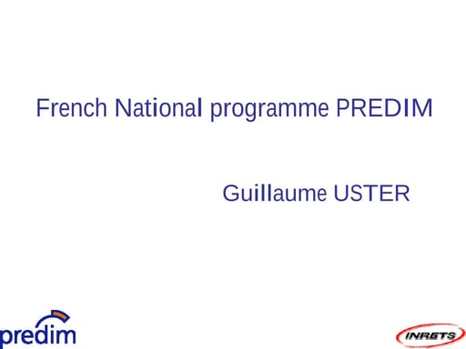 French National Programme PREDIM