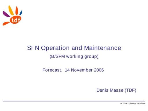 SFN Operation & Maintenance