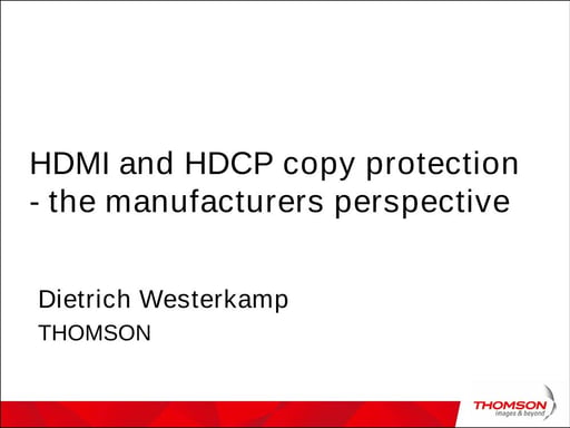 HDMI and HDCP Copy Protection
