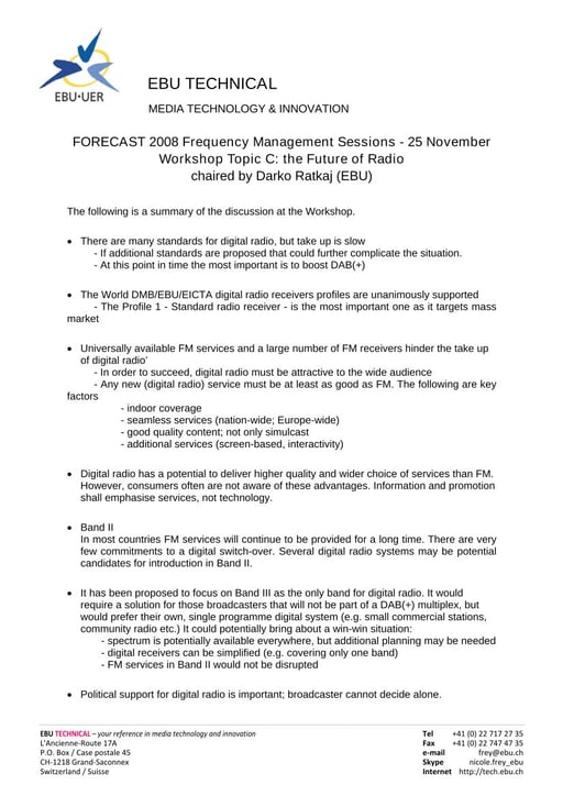 Workshop on the Future of Radio