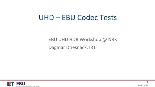UHD Codecs - EBU Tests