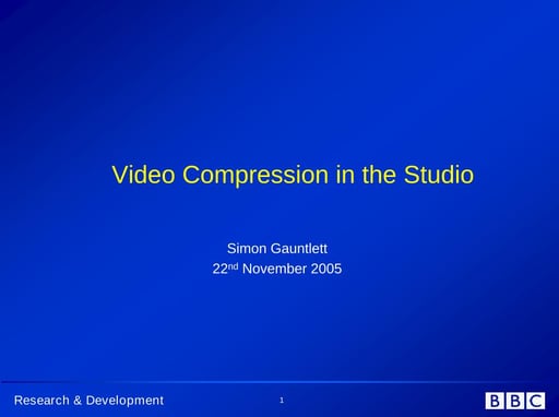 Video Compression in the Studio