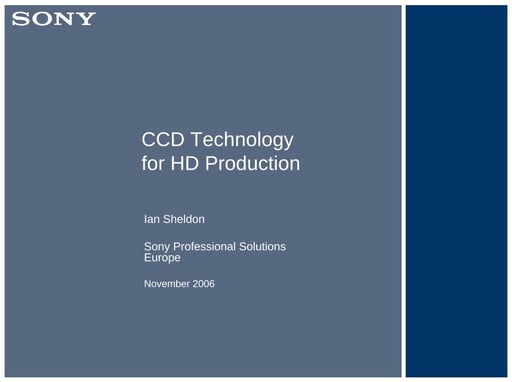 CCD Technology for HD Production