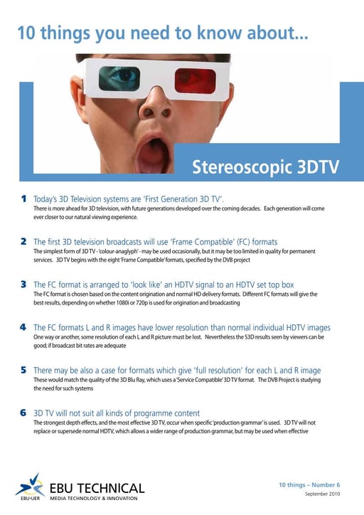 10 things you need to know about Stereoscopic 3DTV