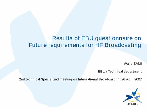EBU Questionnaire on HF broadcasting