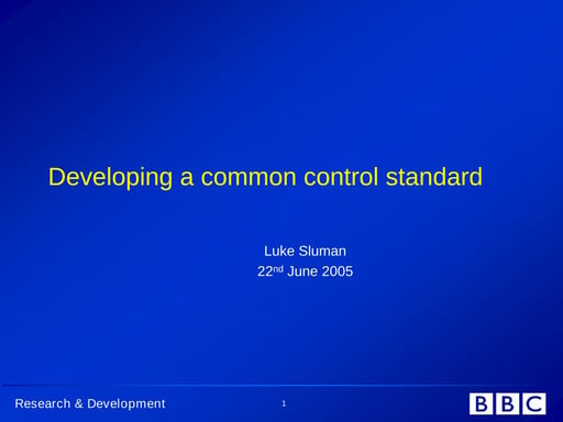 Developing a common control standard