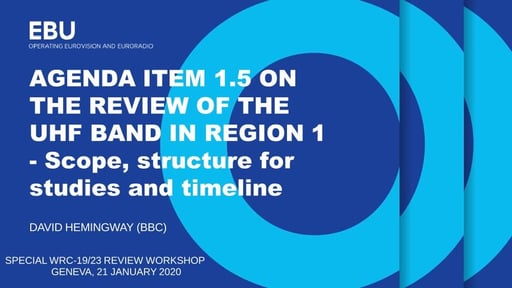 WRC-23 item 1.5 - review of UHF band in Region 1: Scope, structure for studies, timeline