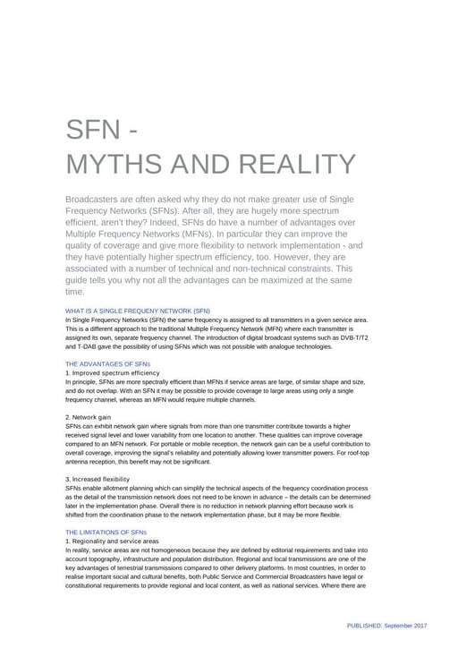 SFN myths and Realities