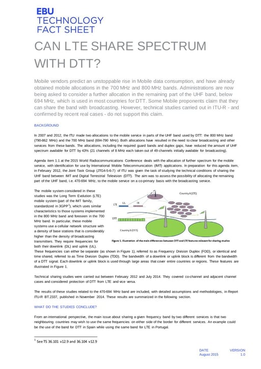 Can LTE share spectrum with DTT?