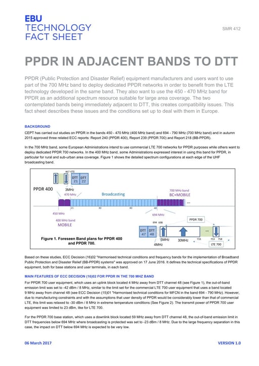 PPDR in adjacent bands to DTT