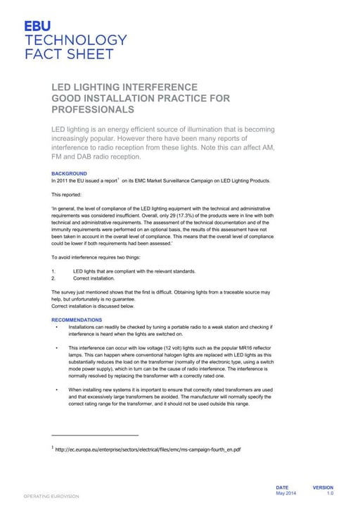 LED Lighting Interference - Good Installation Practice