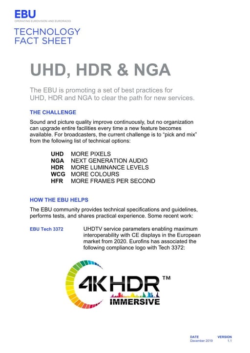 UHD, HDR & NGA