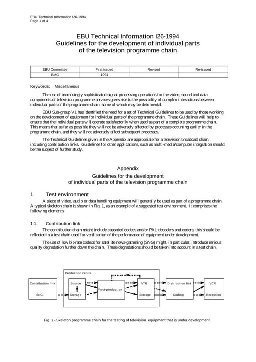Guidelines for studies of individual parts of the TV programme chain